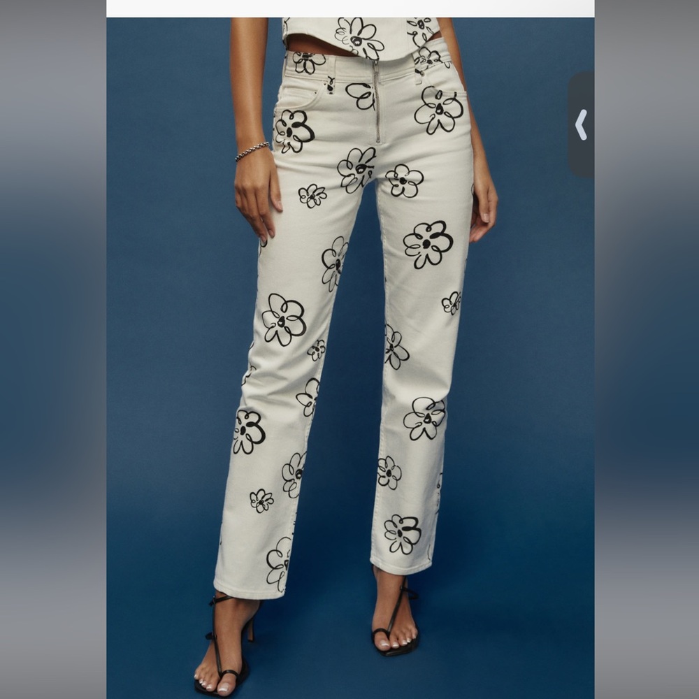 Reformation Julianna Zip Mid Rise Straight Leg Jeans